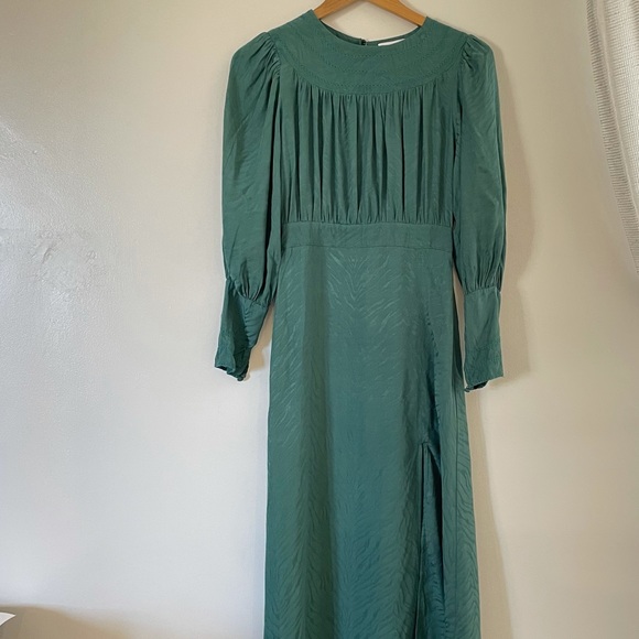 NWT Topshop Green Jacquard Midi dress Prairie dress size 4 - Picture 16 of 16